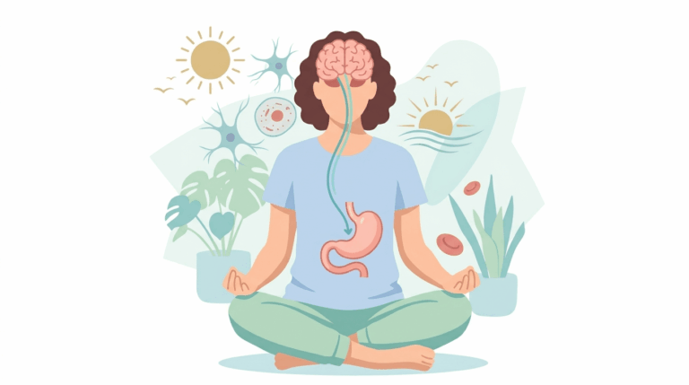Ilustração da conexão entre o nervo vago e o sistema digestivo para alívio da ansiedade - Instituto Neurocalma
